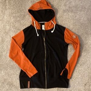 AMPERSAND AVE Black and Orange FullZip Hoodie